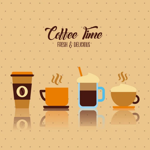 Icons set coffee delicious flat — Stock Vector