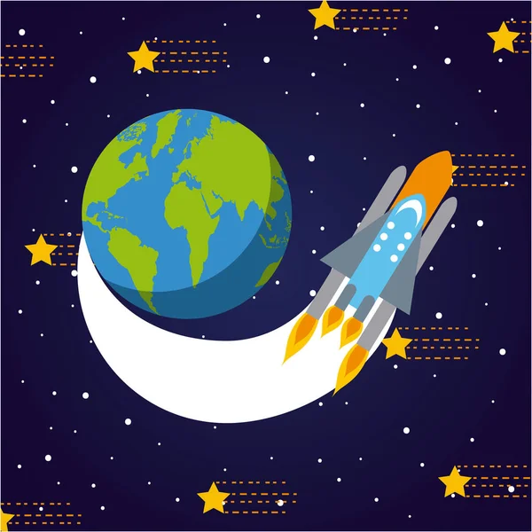 Astronaut fartyget illustration platta — Stock vektor