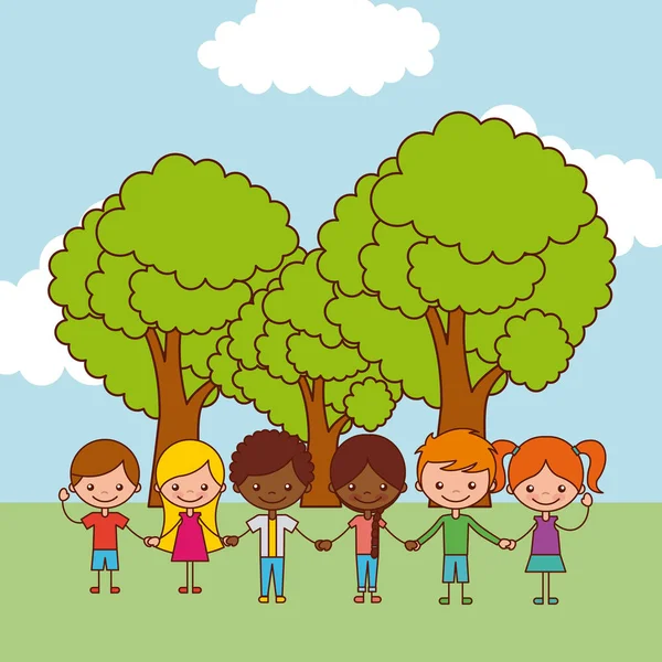 Enfants illustration heureuse — Image vectorielle