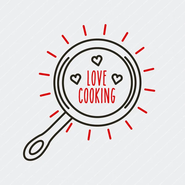 Love cooking flat — Stock Vector