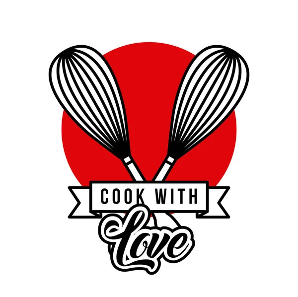 Amor cocina plana — Vector de stock