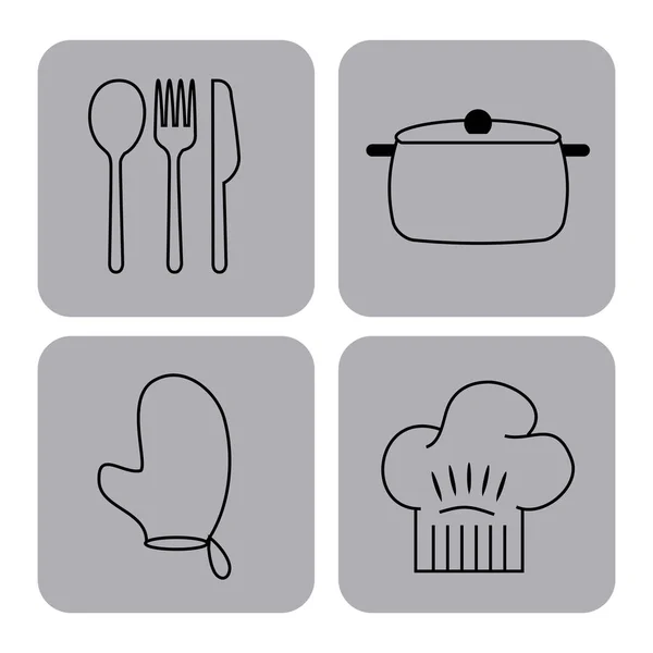 Iconos set clases de cocina — Vector de stock