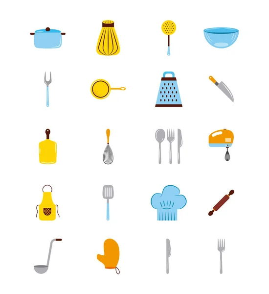 Icons set cooking lessons — Stock Vector