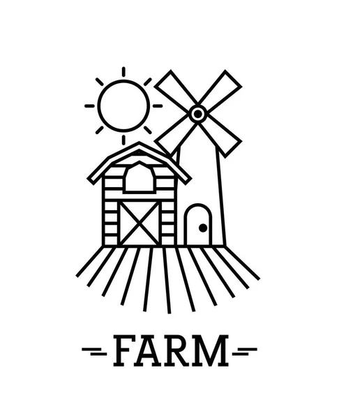 Ferme cercle fond plat — Image vectorielle