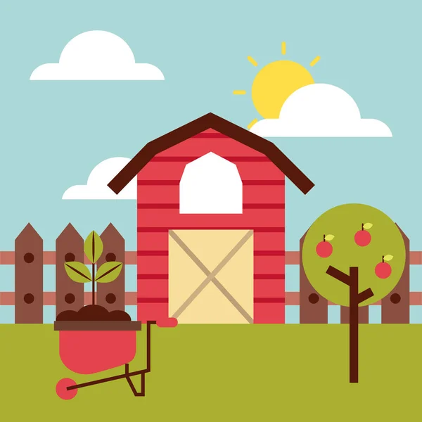 Big farm flat — Stock Vector