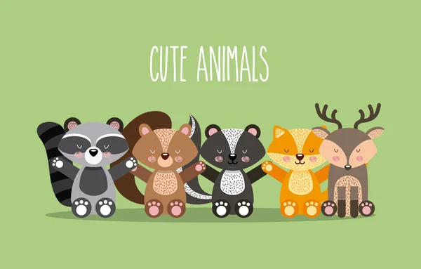 Cute animals illustration — Stock Vector