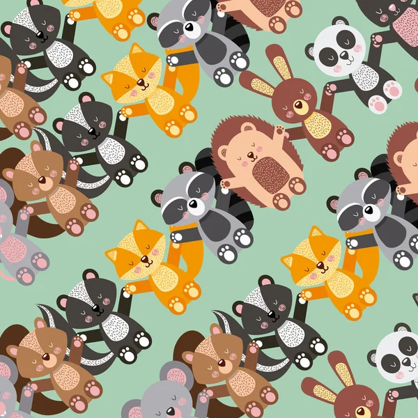 Iconos conjunto animales lindos — Vector de stock