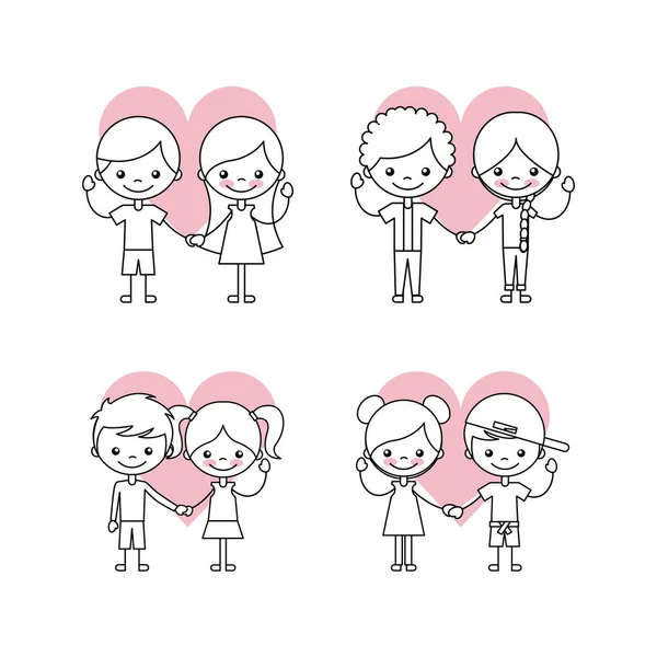 Happy friendship children icons set Royalty Free Stock Illustrations