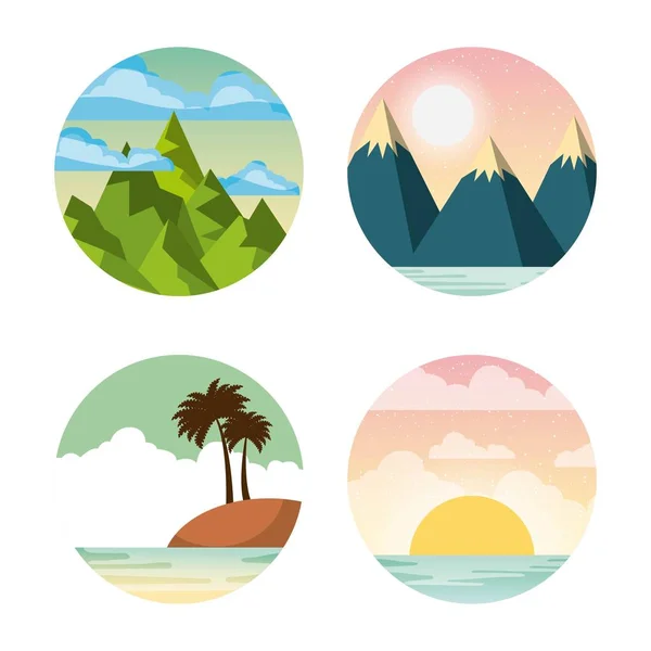Icons set landscape — Stock Vector