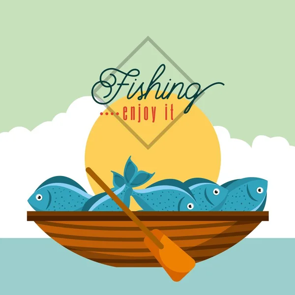 Fishing enjoy it — Stock Vector