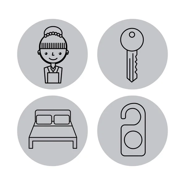 Set icone accessori da viaggio resto — Vettoriale Stock