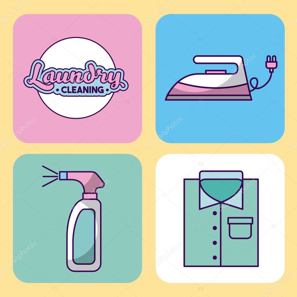 icon set laundry cleaning delicate