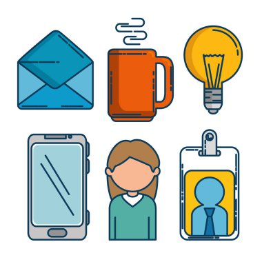 iş ve ofis çalışma öğeleri kümesi