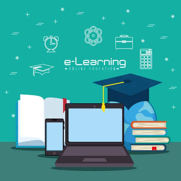Έννοια ηλεκτρονικής εκπαίδευσης — Διανυσματικό Αρχείο