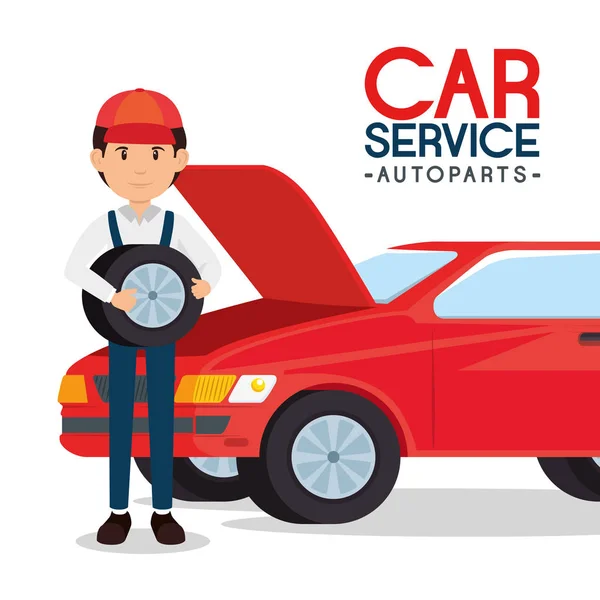 Concepto de autopartes de servicio de coche — Vector de stock