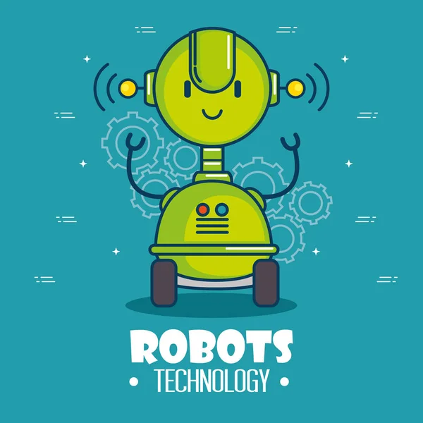 Niedliche Cartoon-Roboter-Technologie — Stockvektor