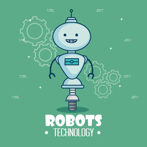 Linda tecnología de robots de dibujos animados — Vector de stock