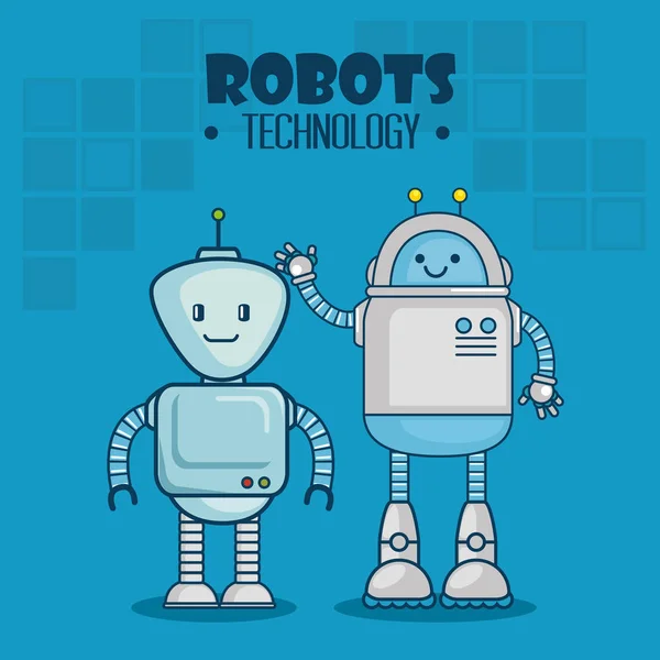 Schattige cartoon robots technologie — Stockvector