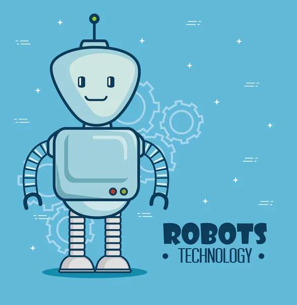 Linda tecnología de robots de dibujos animados — Archivo Imágenes Vectoriales