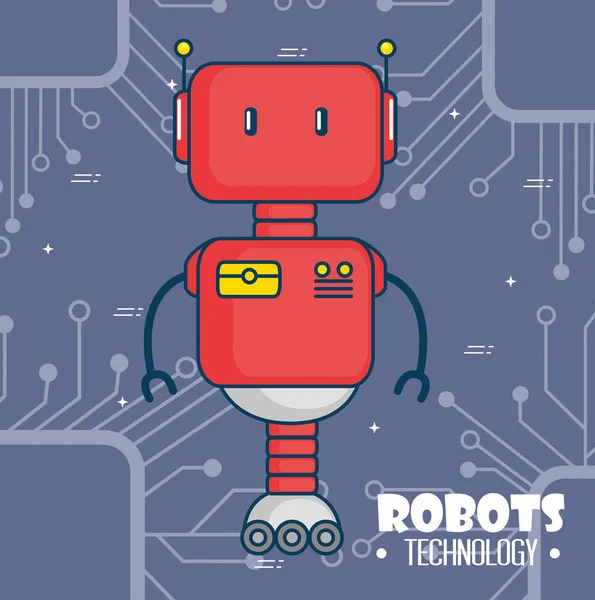 Bonito cartoon robôs tecnologia —  Vetores de Stock