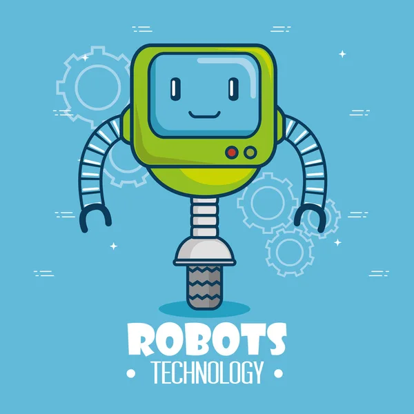 Sevimli çizgi robot teknolojisi — Stok Vektör