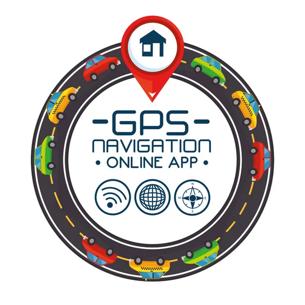 Gps navigation application en ligne — Image vectorielle