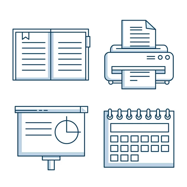 Conjunto de elementos de trabalho de negócios e escritório —  Vetores de Stock