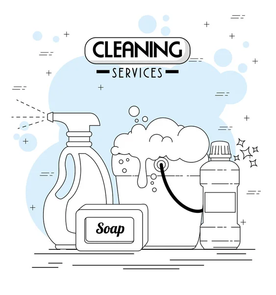 Servicios de limpieza emblemas y logotipos — Vector de stock