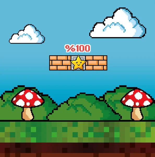 Video game paddenstoel ontwerp — Stockvector