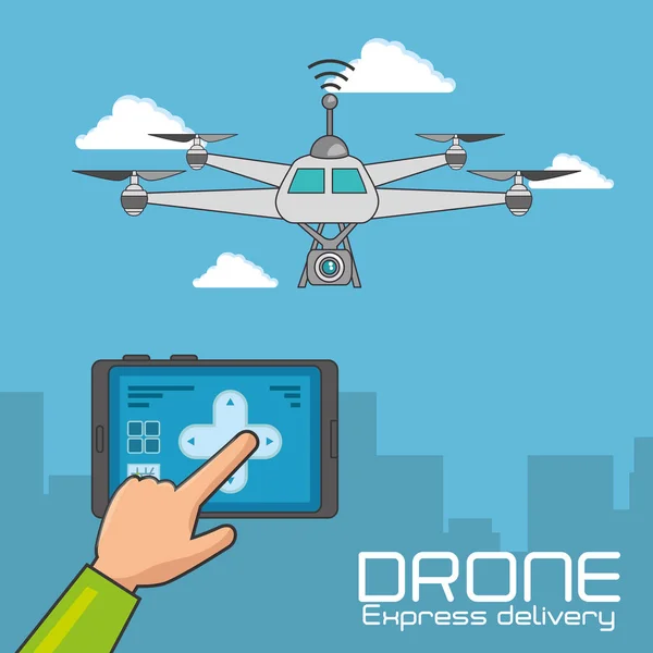 Drone y diseño de entrega express — Vector de stock