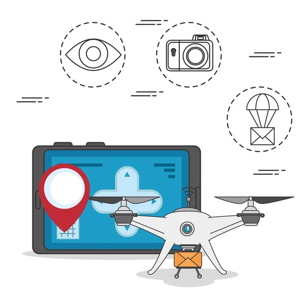 Drone and express delivery design — Stock Vector