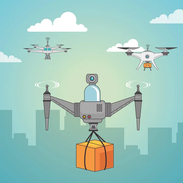 Drone and express delivery design — Stock Vector