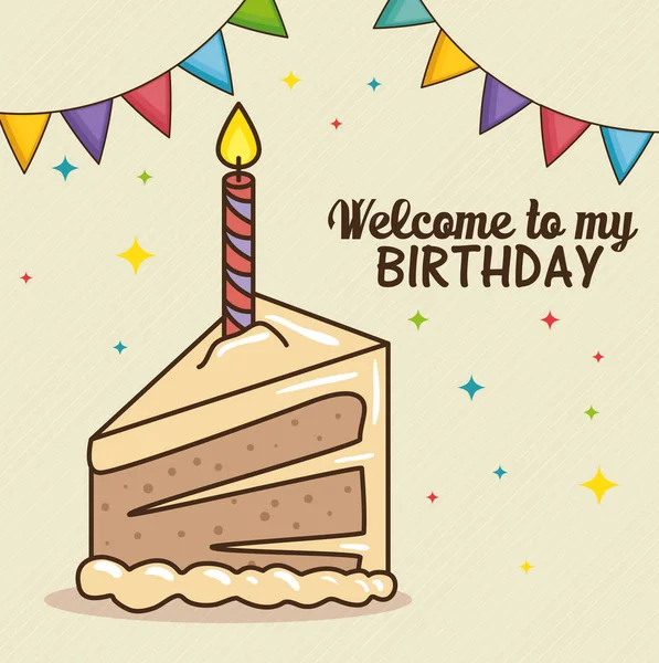 Happy birthday cake design — Stock Vector