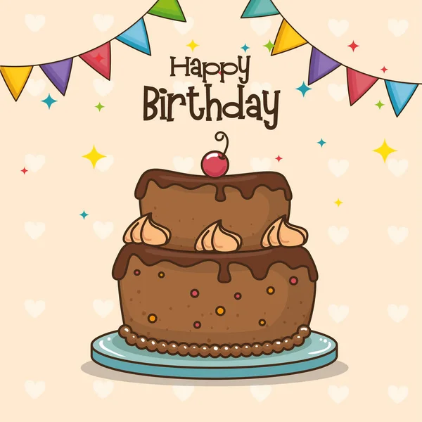 Happy birthday cake design — Stock Vector