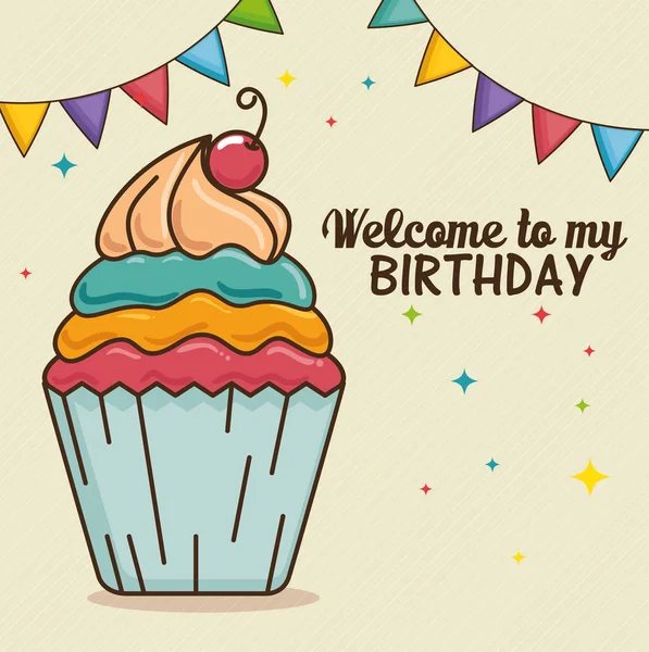 stock vector Happy birthday cupcake design