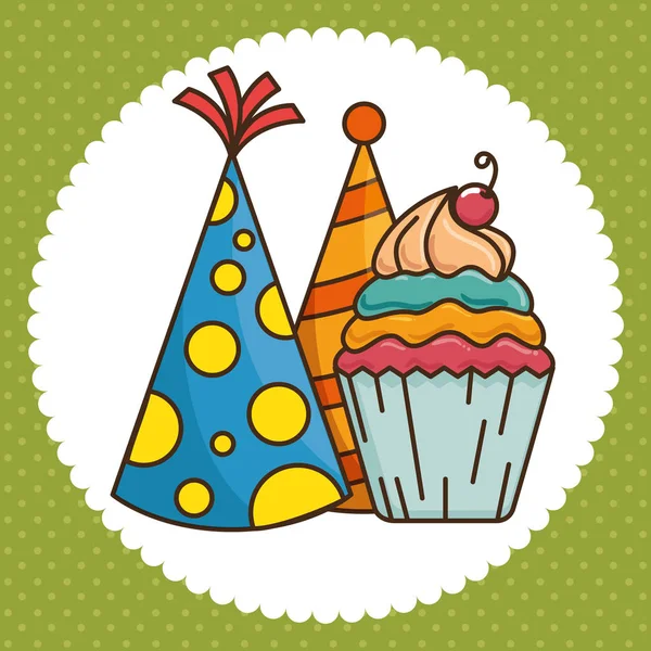 Feliz aniversário cupcake design — Vetor de Stock