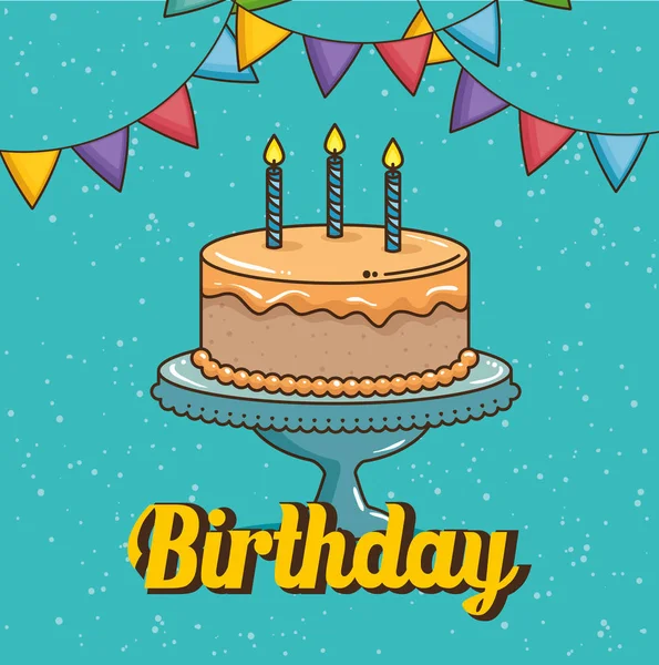 Diseño de pastel de cumpleaños feliz — Vector de stock