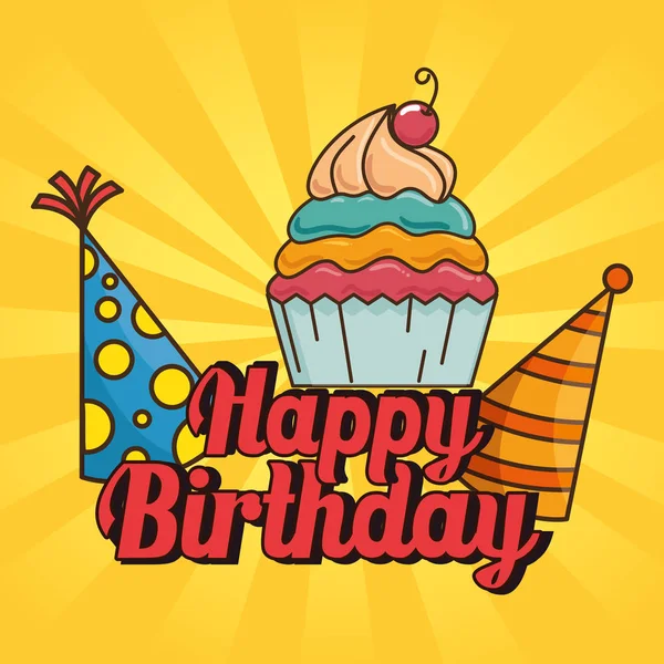 Feliz aniversário cupcake design — Vetor de Stock