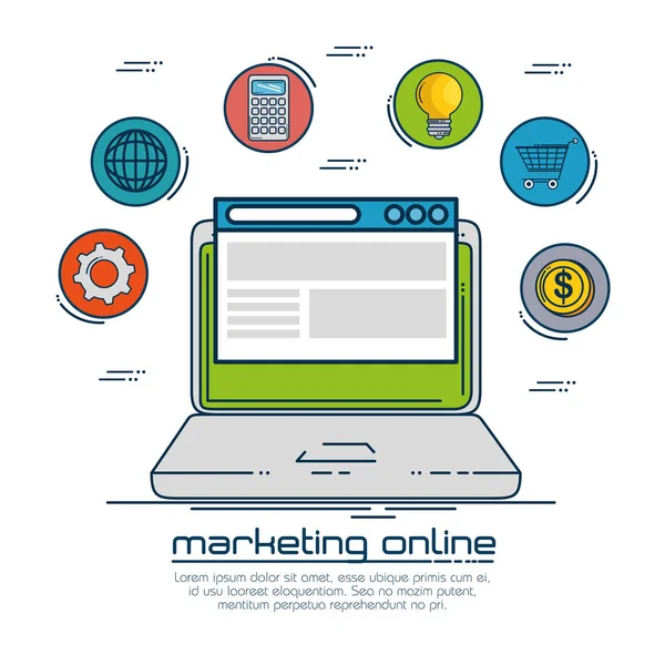 Diseño online de marketing — Vector de stock