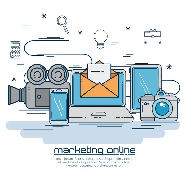 Marketing de design online — Vetor de Stock
