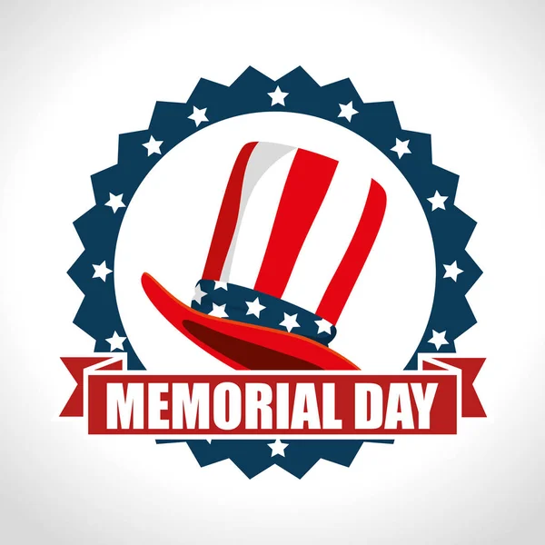 Memorial day with hat usa — Stock Vector