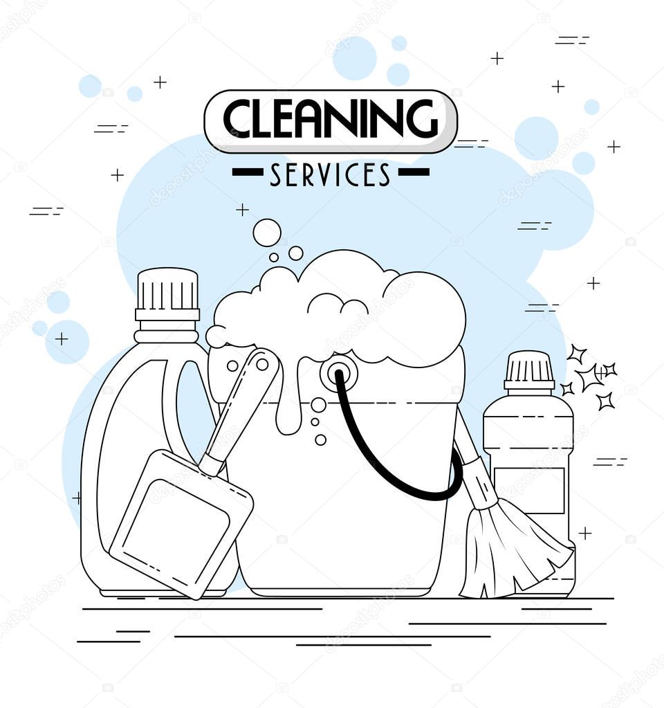 Cleaning services emblems and logos vector illustration graphic design