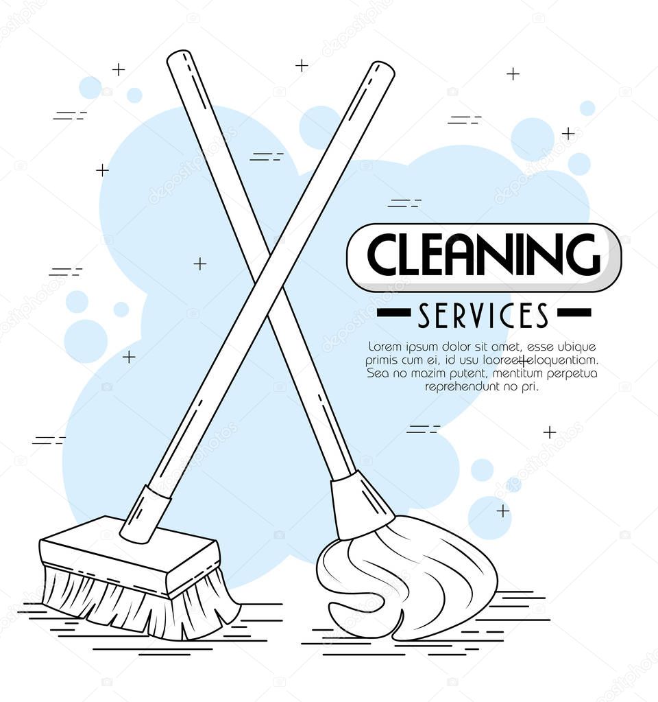 Cleaning services emblems and logos vector illustration graphic design