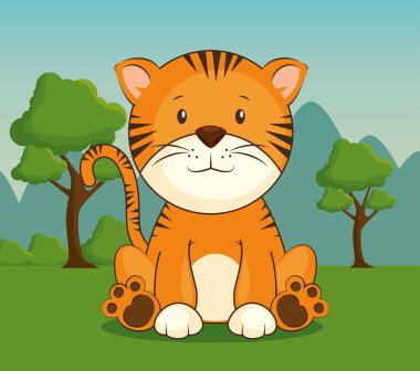 sevimli sevimli kaplan hayvan çizgi film 