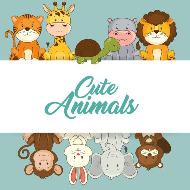 sevimli hayvanlar bebek duş kartı