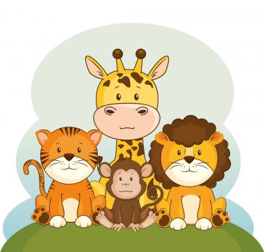 sevimli sevimli hayvan çizgi 