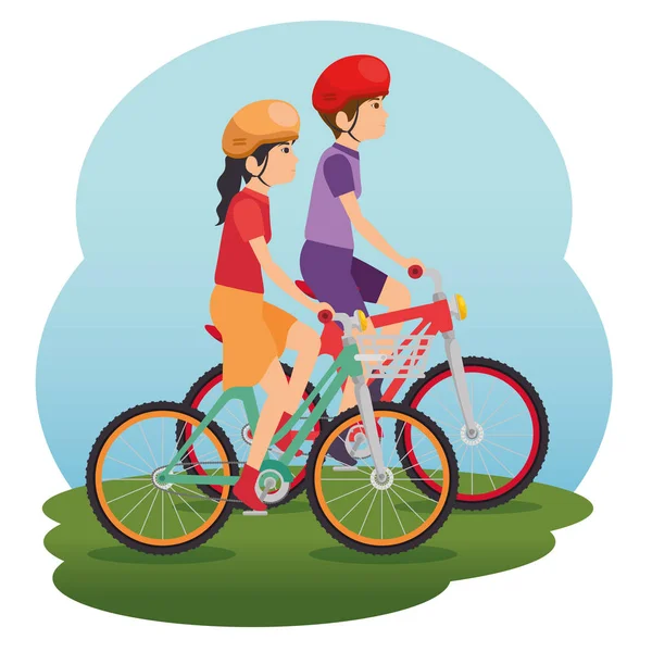 Personnes à vélo — Image vectorielle