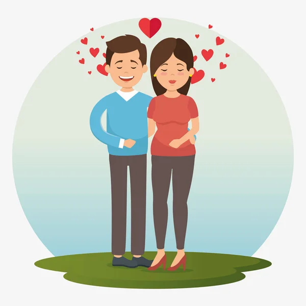 Couple amoureux ensemble pour toujours icône — Image vectorielle
