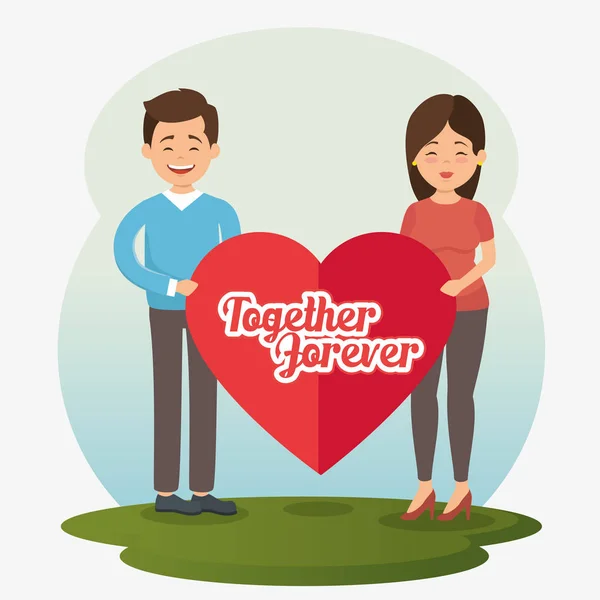 Par i kärlek tillsammans forever ikon — Stock vektor
