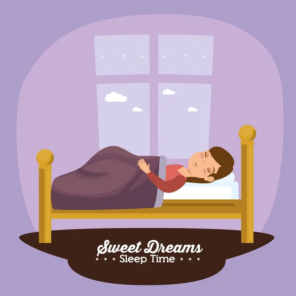 Słodkie sny spanie czas ikona — Wektor stockowy